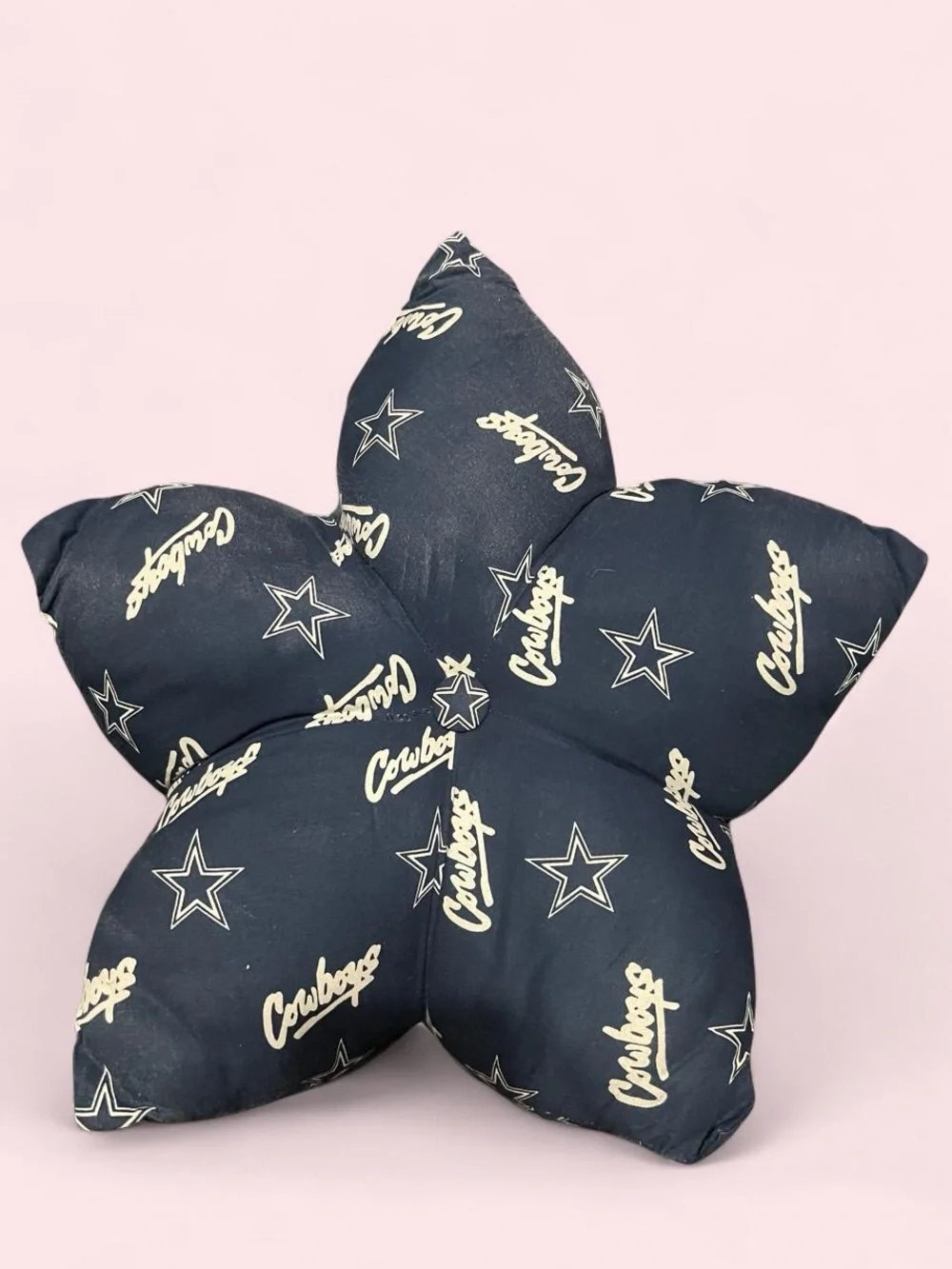 Star-Shaped Navy Pillow with Script Logo